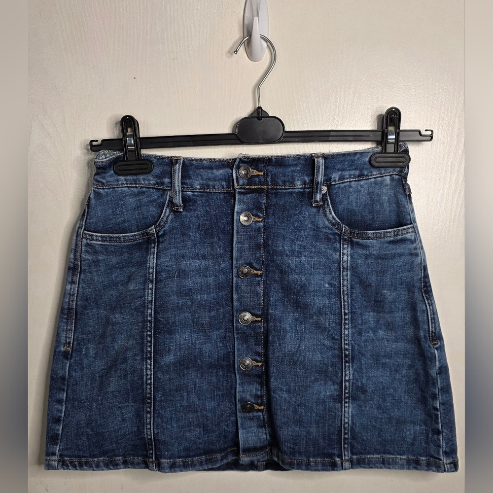 *2 FOR $30* Aerie Blue Denim Button Down Mini Skirt